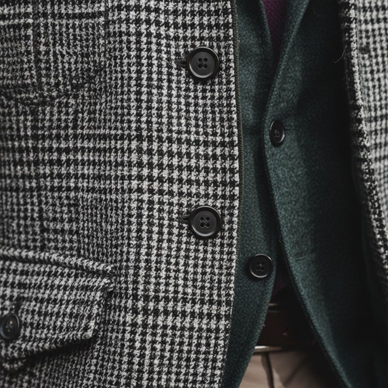 Men's Winter Retro Plaid Faux Wool Button Jacket MTA2109K8P