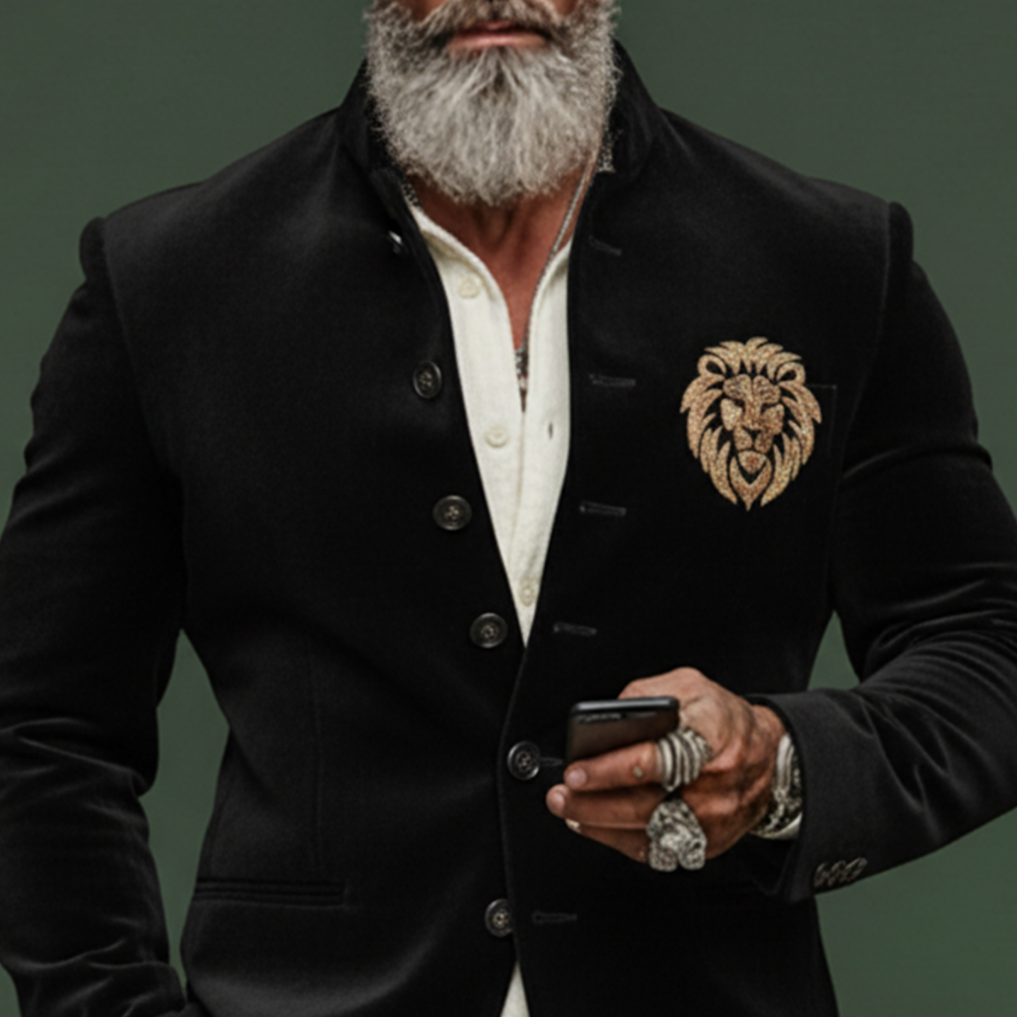 Men's Classic Retro Stand-up Collar Embroidered Slim-fit Single-breasted Jacket MTA1473K4K