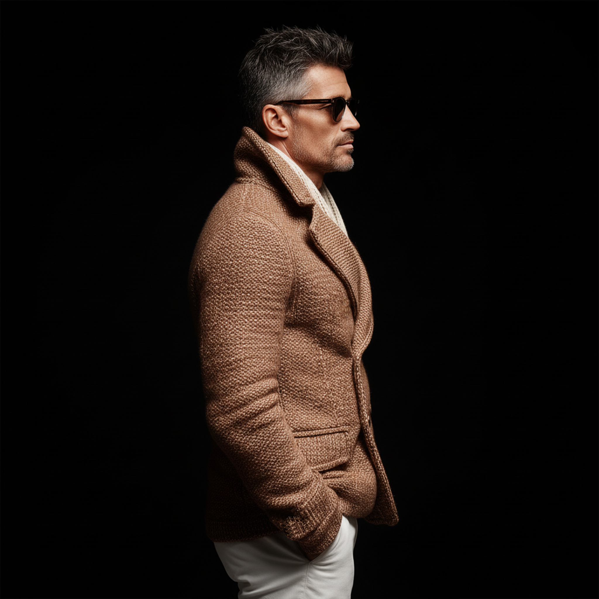 Men's Classic Retro Tough Style Double-breasted Lapel Slim Knitted Cardigan MTA1059J2K