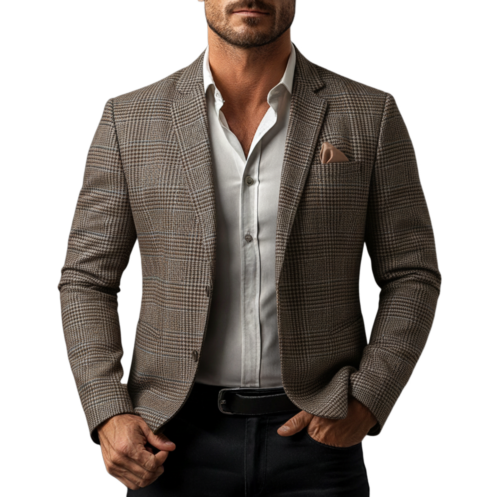 Men's Classic Business Herringbone Blend Slim Fit Single-Breasted Blazer MTA3076K6K