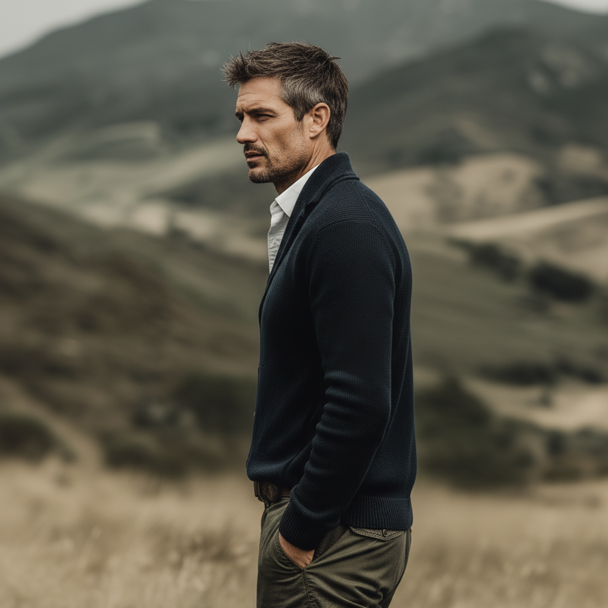 Men's Classic Casual Suit Collar Pocket Knit Cardigan MTA1465J3K