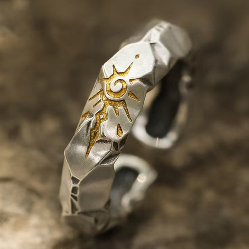 Men's Fashion Design S925 Silver Geometric Adjustable Ring MTA3076F8M