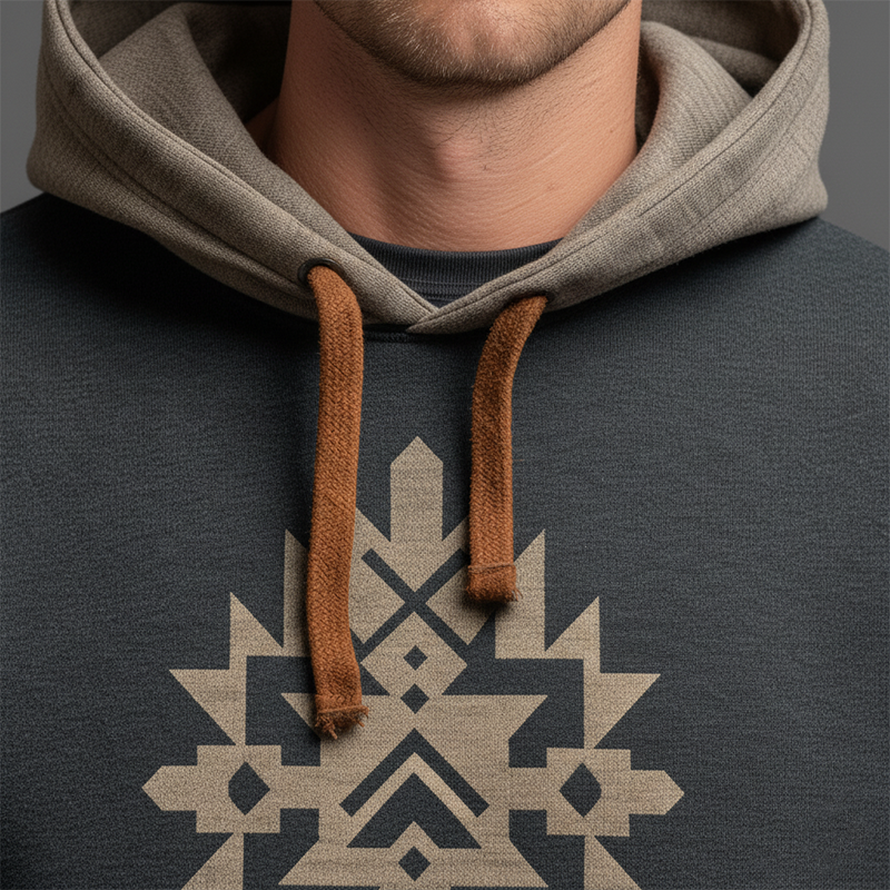 Men's Winter Vintage Polyester Blend Printed Hooded Sweatshirt MTA2328J2P