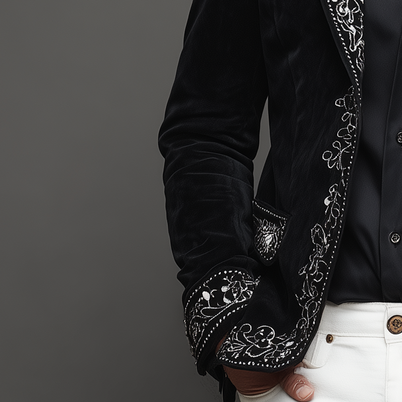 Men's Stylish Embroidered Faux Suede Suit Jacket MTA2722H5P