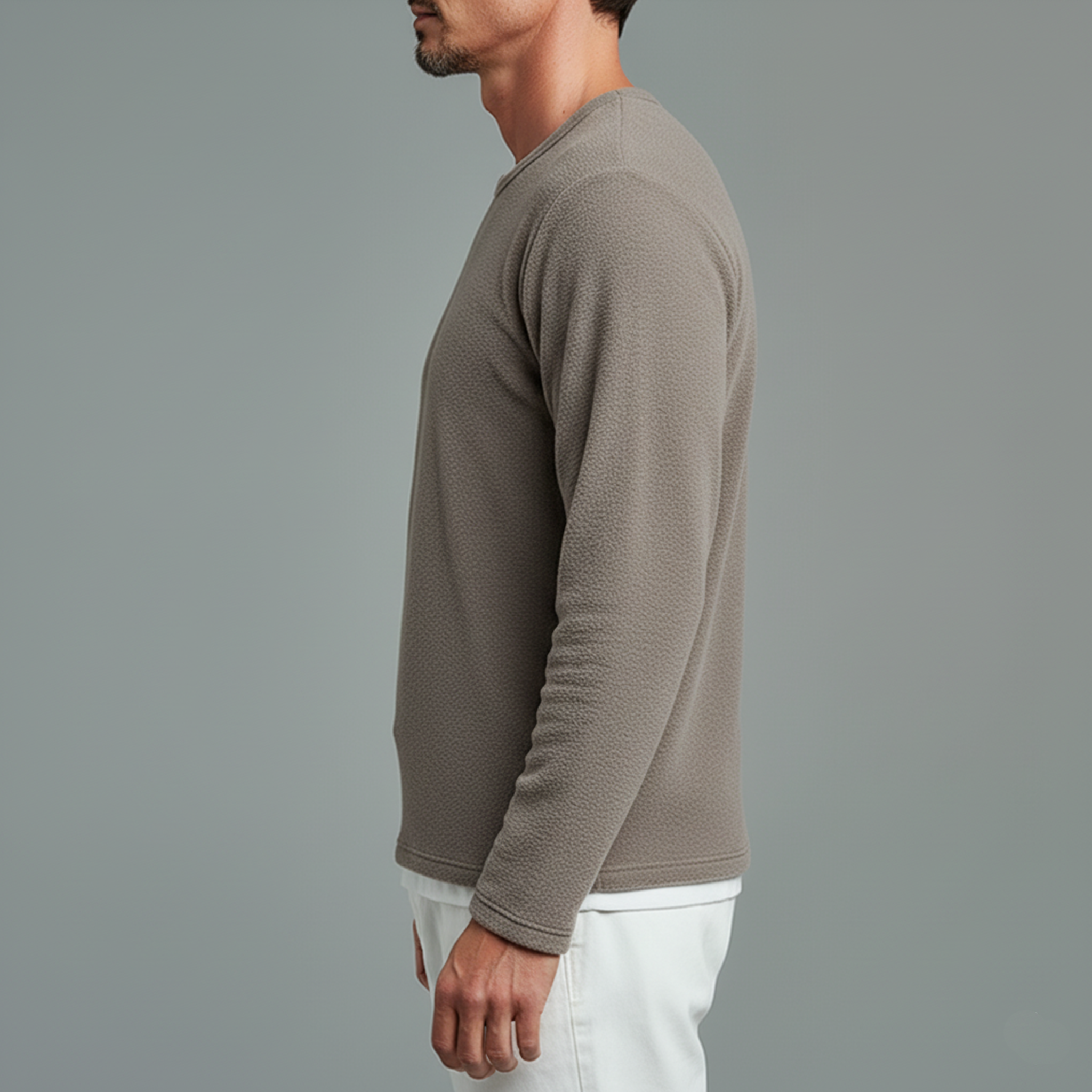 Men's Classic Casual Dralon Fabric Warm Skin-friendly Round Neck Fake Two-piece Long-sleeved T-shirt MTA2148J0K