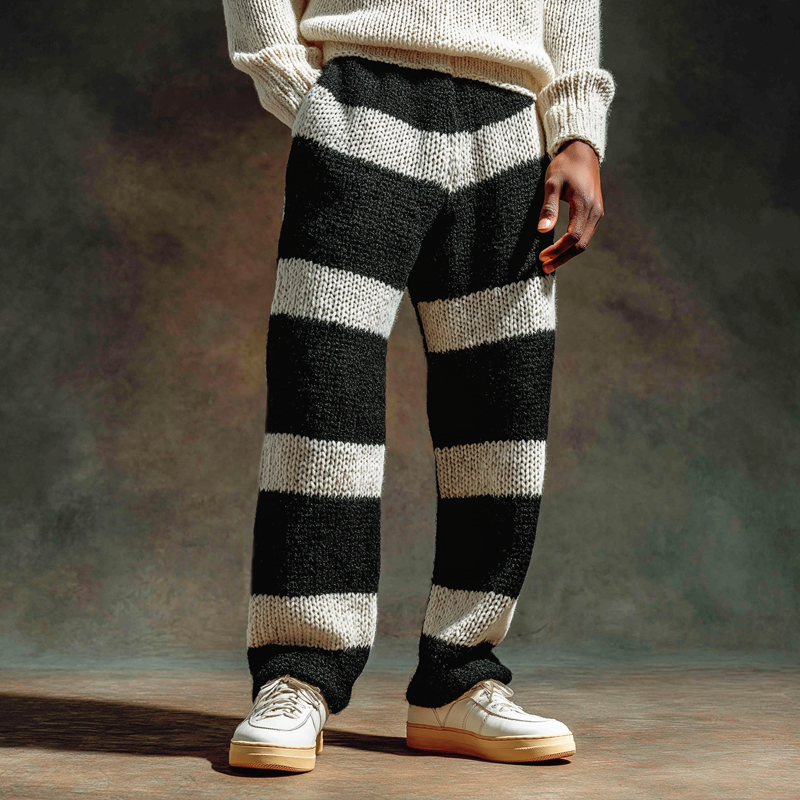 Men's Classic Striped Color-blocked Knit Trousers MTA0893K8U
