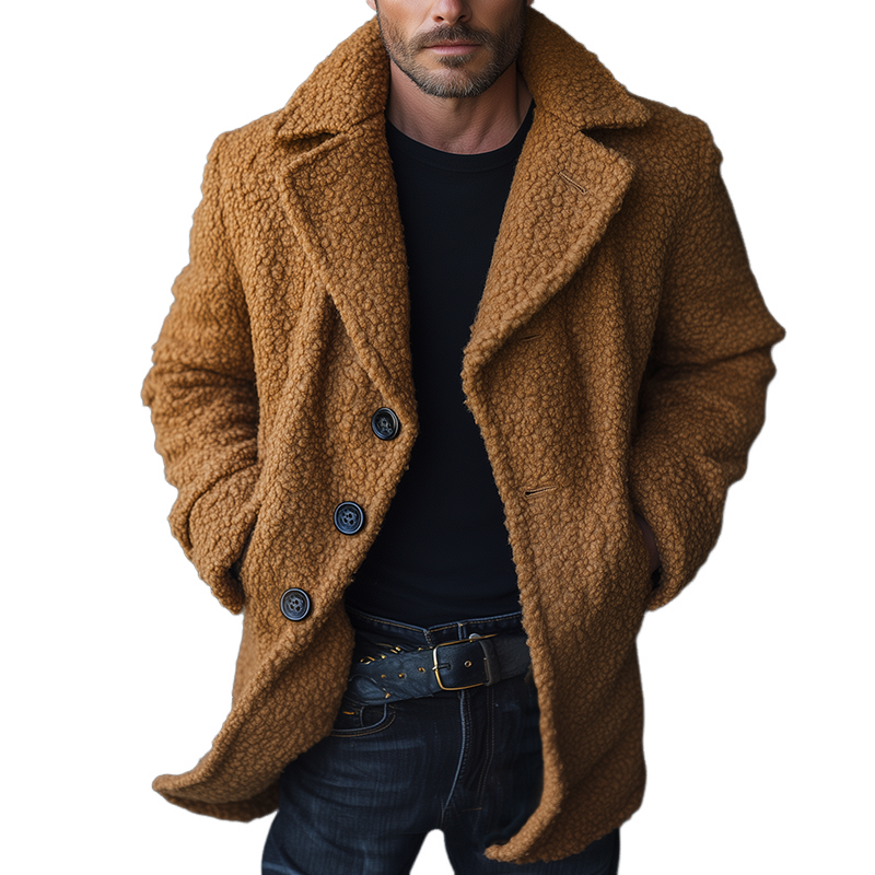 Men's Retro Casual Fleece Mid-Length Coat MTA3074J2TO