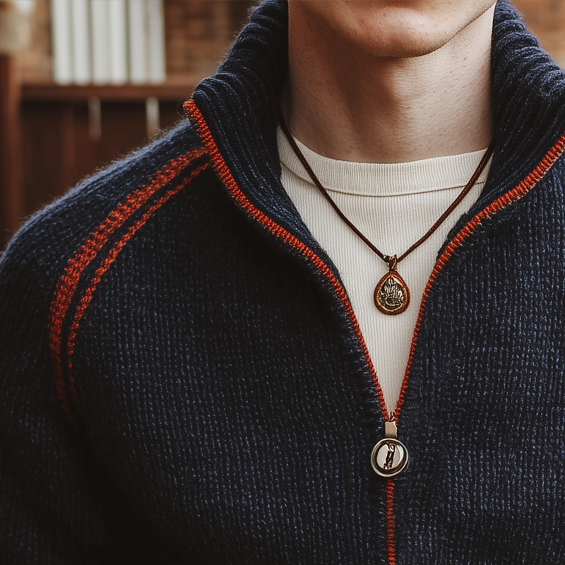 Men's Classic Stand Collar Colorblock Zippered Knit Cardigan MTA3037I7U