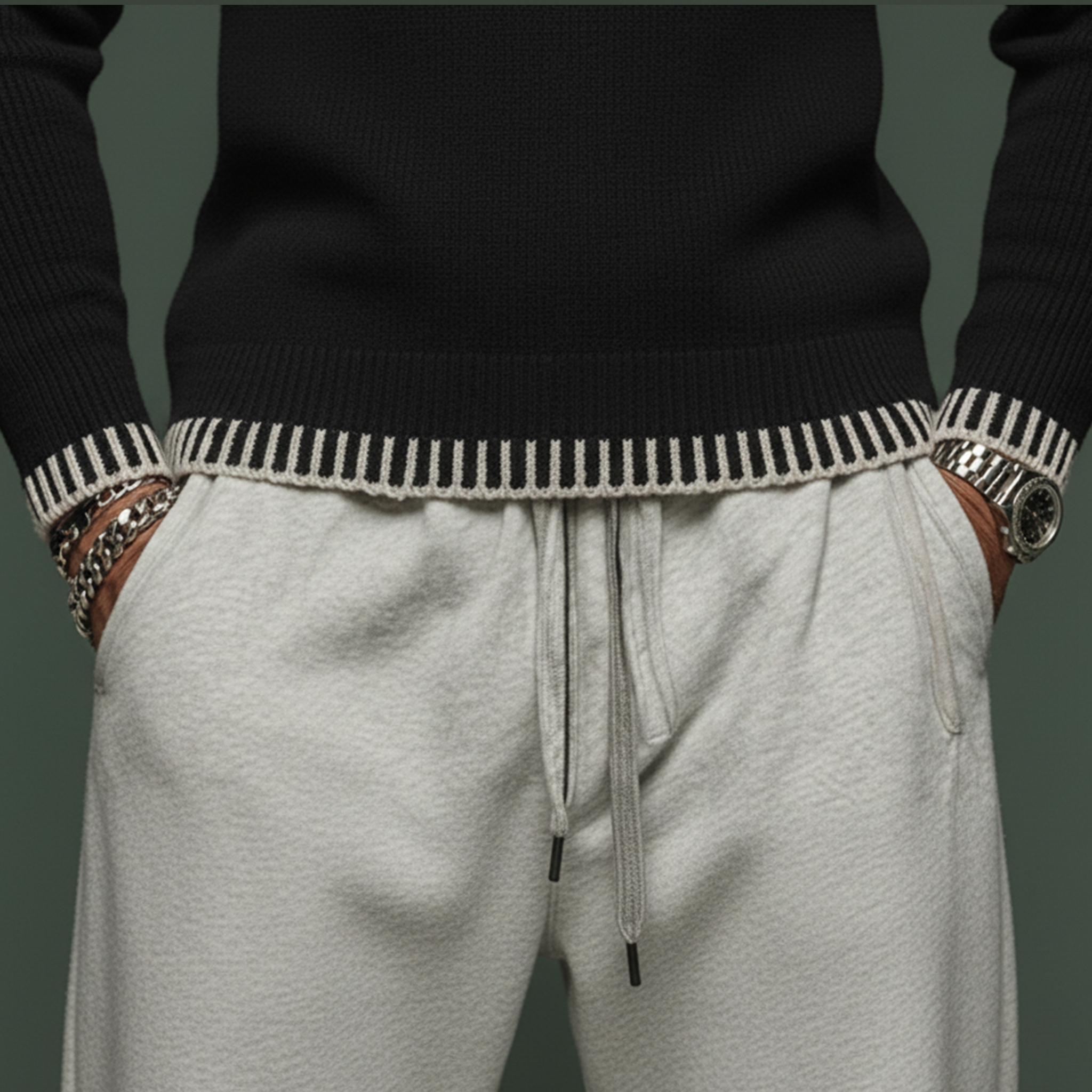 Men's Fashionable And Unique Deep V-neck Slim Fit Sweater MTA2922J7K