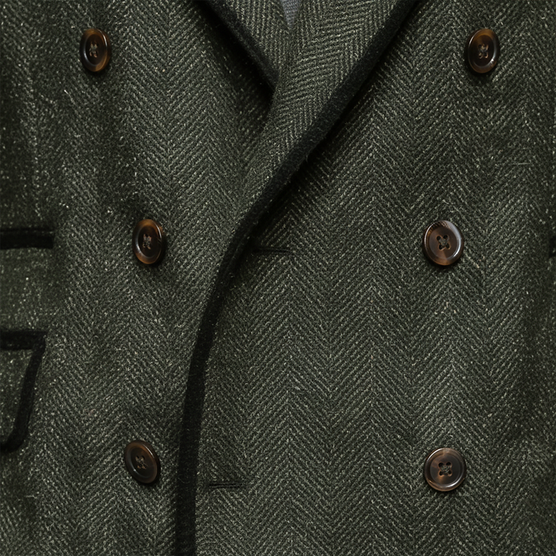 Men's Winter Fashion Contrast Edge Herringbone Faux Wool Double-breasted Jacket MTA2830I6P