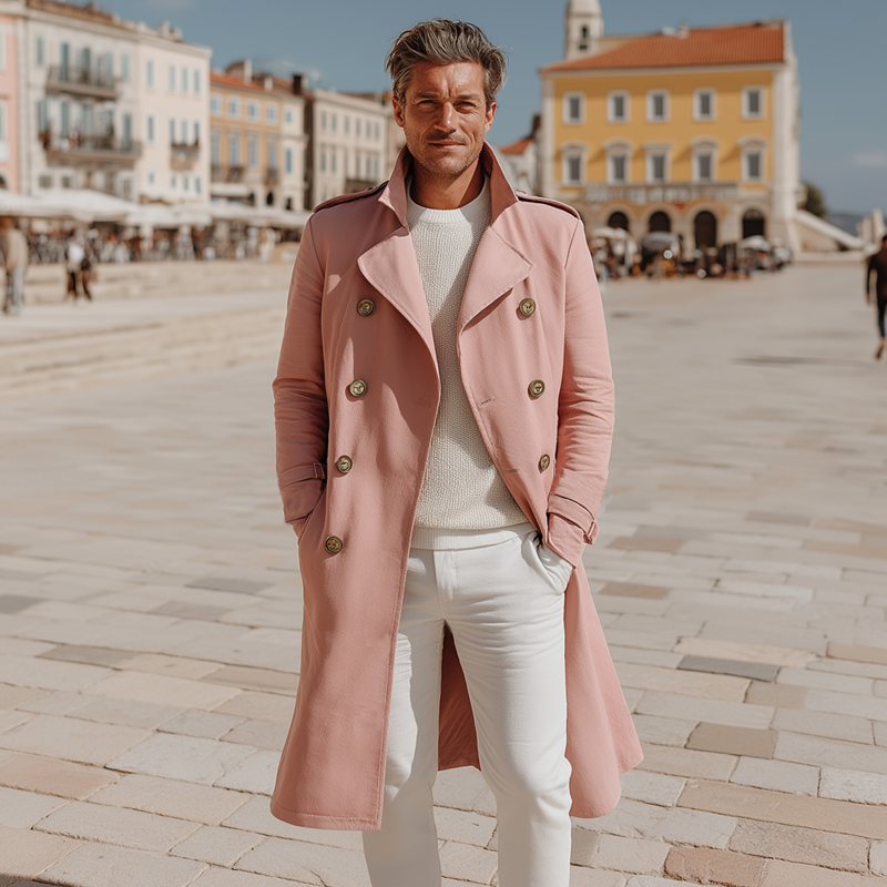 Men's Classic Double-breasted Notched Collar Trench Coat MTA1701I8U