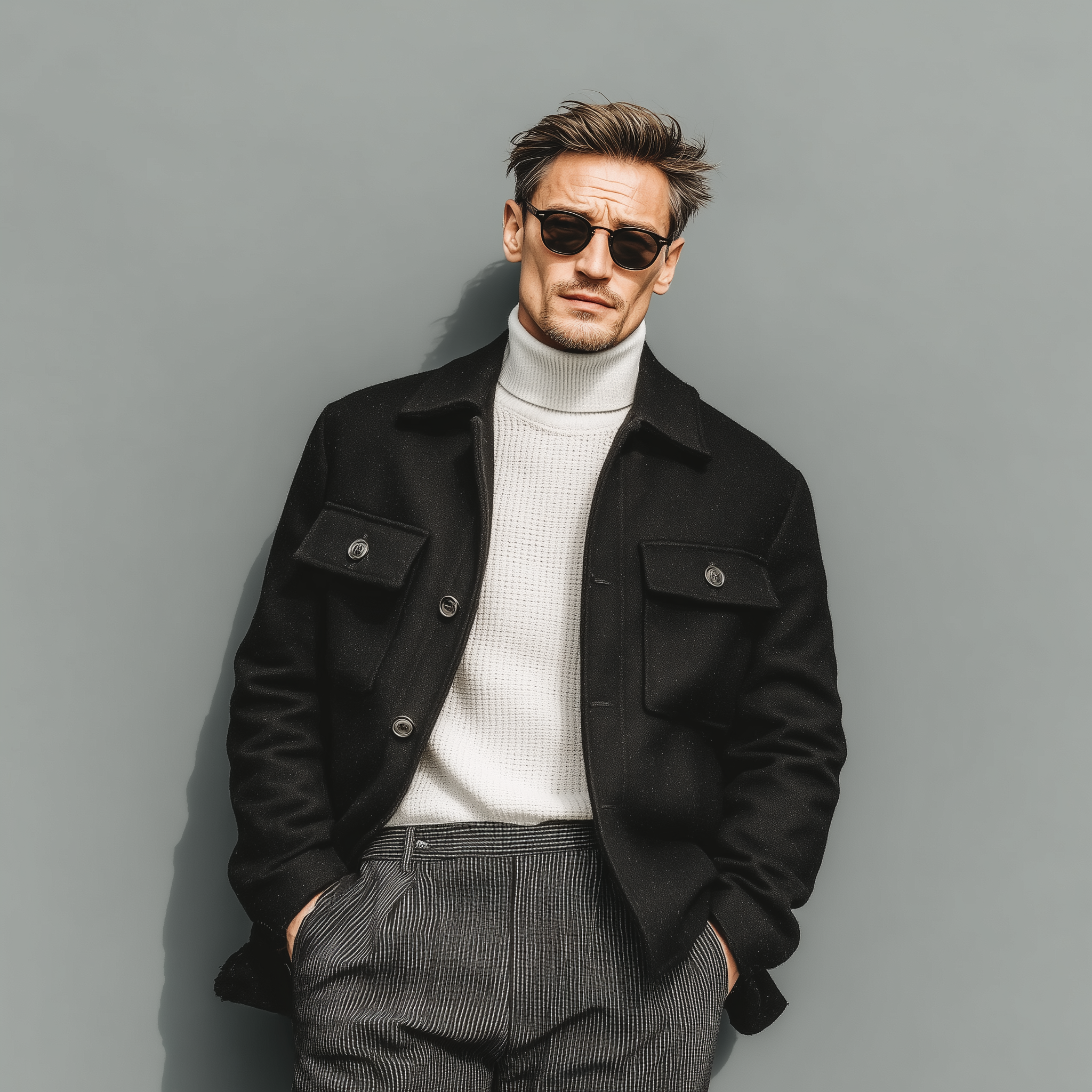 Men's Classic Casual Lapel Faux Woolen Jacket MTA2463I1K