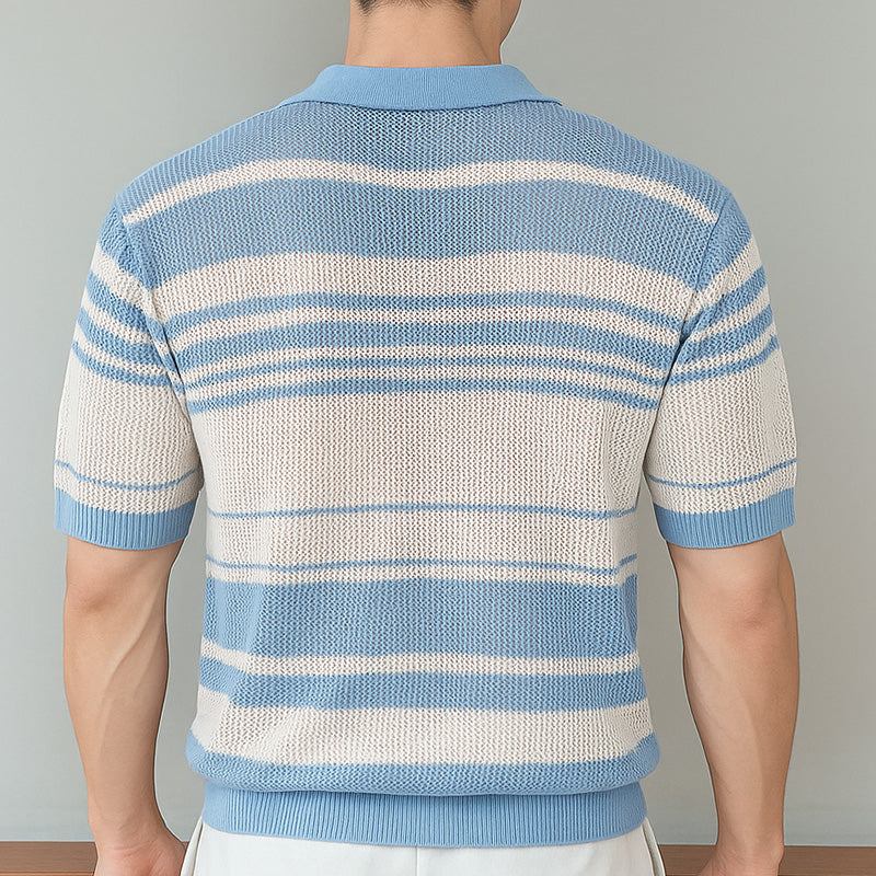 Men's Summer Fashion Cool Silk Knitted Casual Short Sleeve Shirt MTA2193E3P
