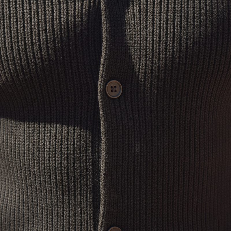 Men's Simple Solid Color Slim Fit Cotton Yarn Knit Button Cardigan MTA2137K5P