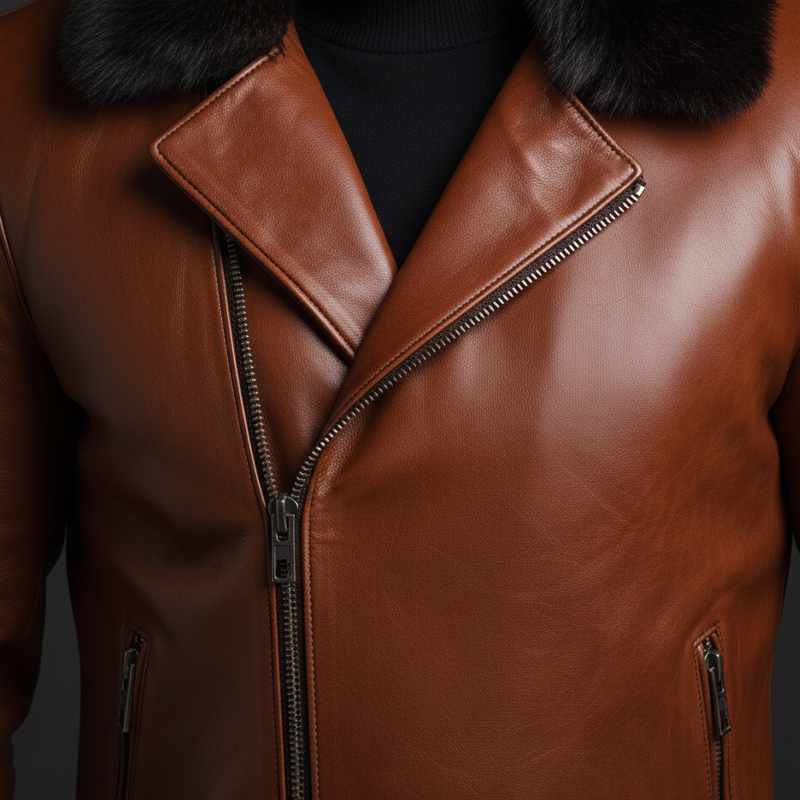 Men's Winter Retro PU Faux Fur Collar Zipper Jacket MTA2876K0P