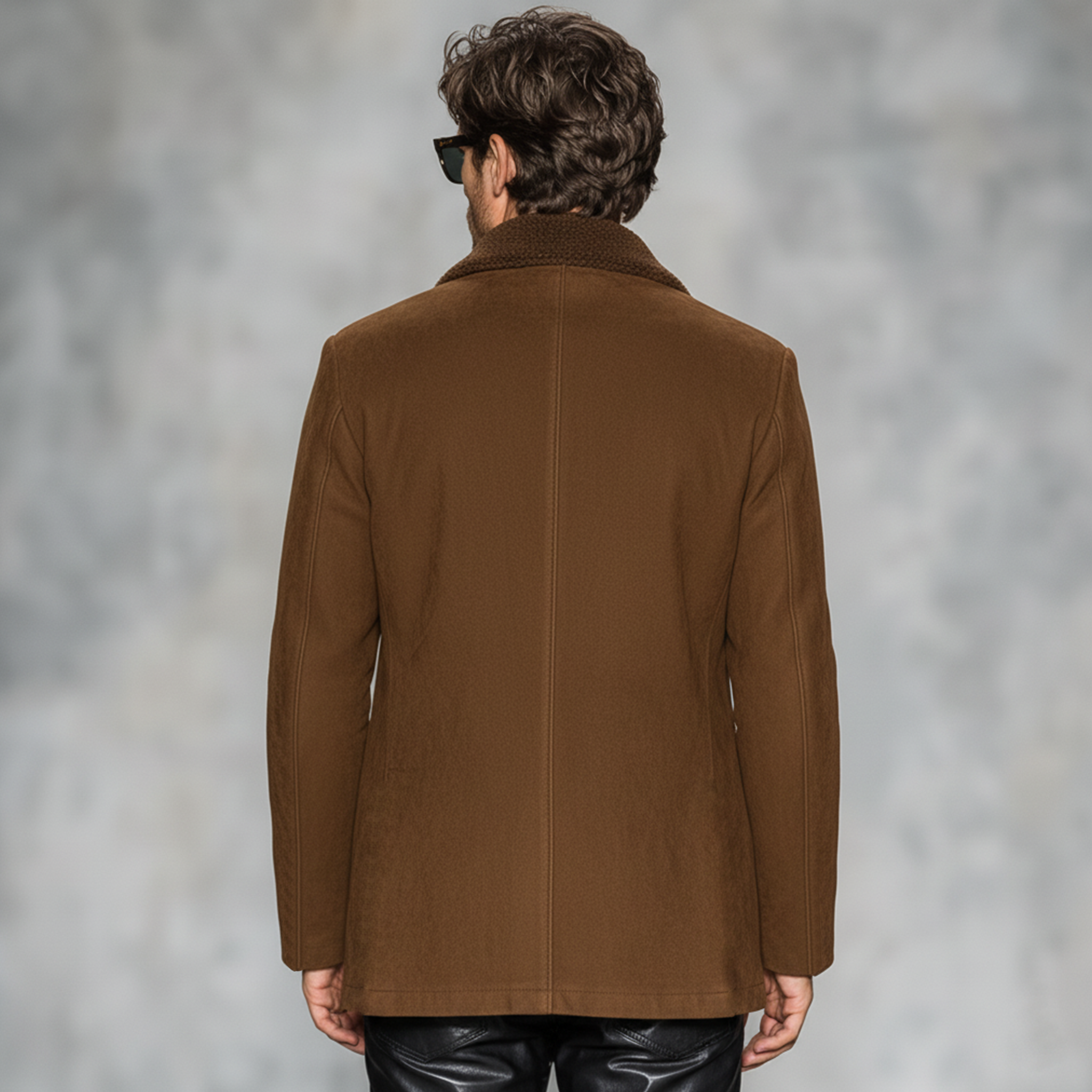 Men's Classic Casual Fleece-lined PU Leather Single-breasted Faux Suede Coat MTA0435K3K