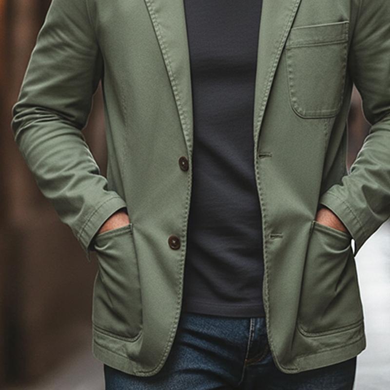 Men's Casual Solid Color Cotton Blend Lapel Suit Jacket MTA1440J5X