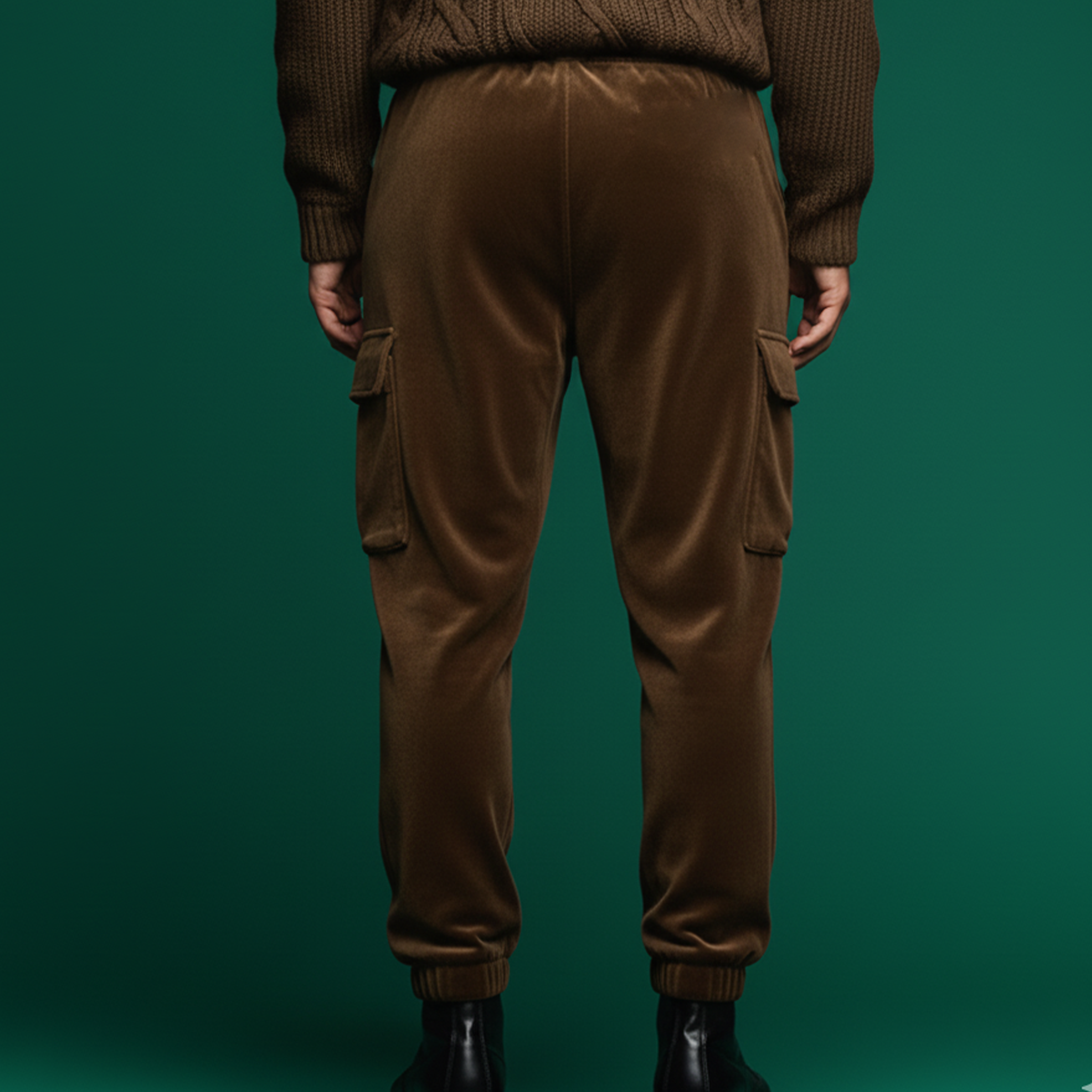 Men's Casual Faux Velvet Multi-pocket Elastic Waist Pants MTA1049K4K