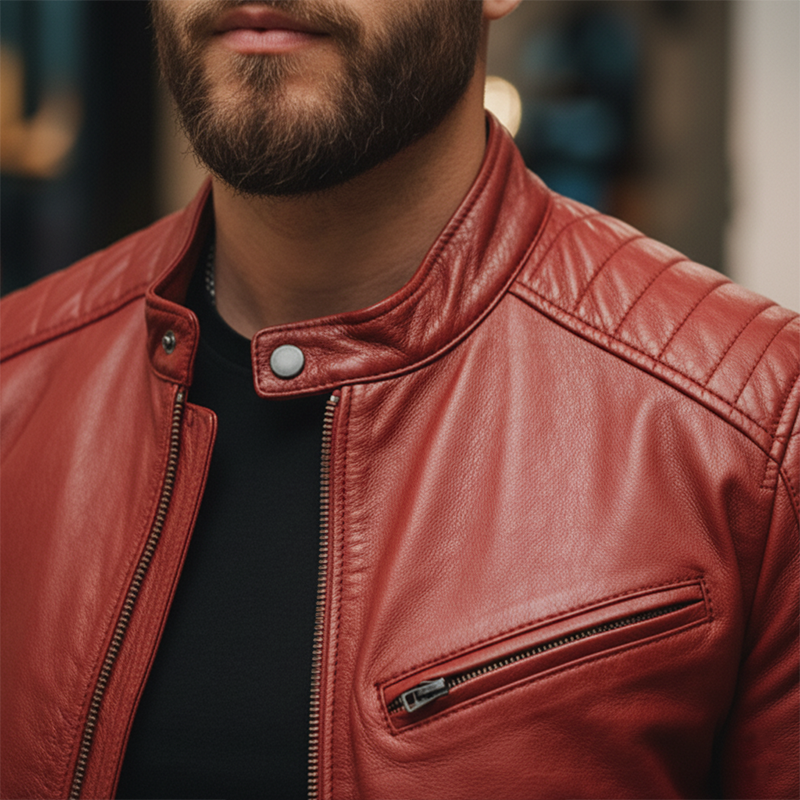 Men's Winter Fashion Multi-pocket PU Faux Leather Motorcycle Jacket MTA2236J9P