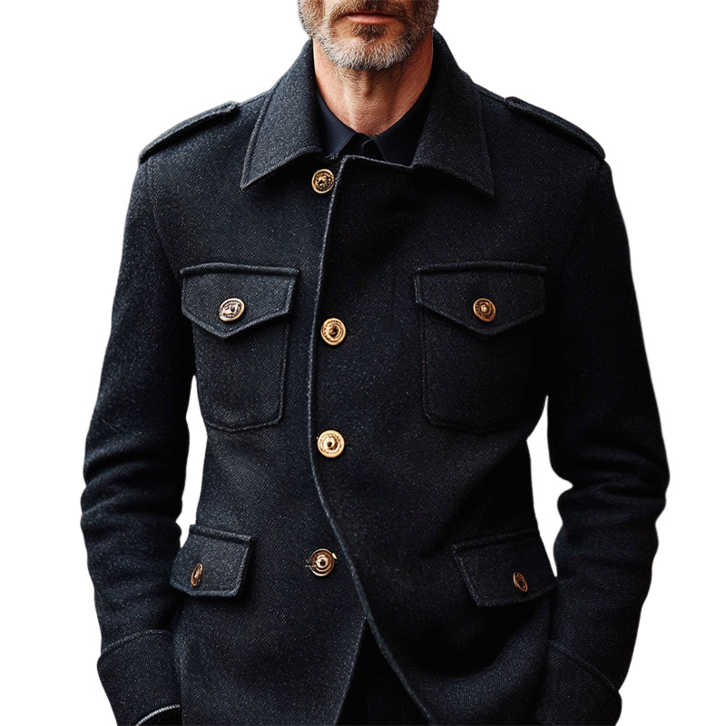 Men's Blended Multi-pocket Single-breasted Jacket MTA1521I2X
