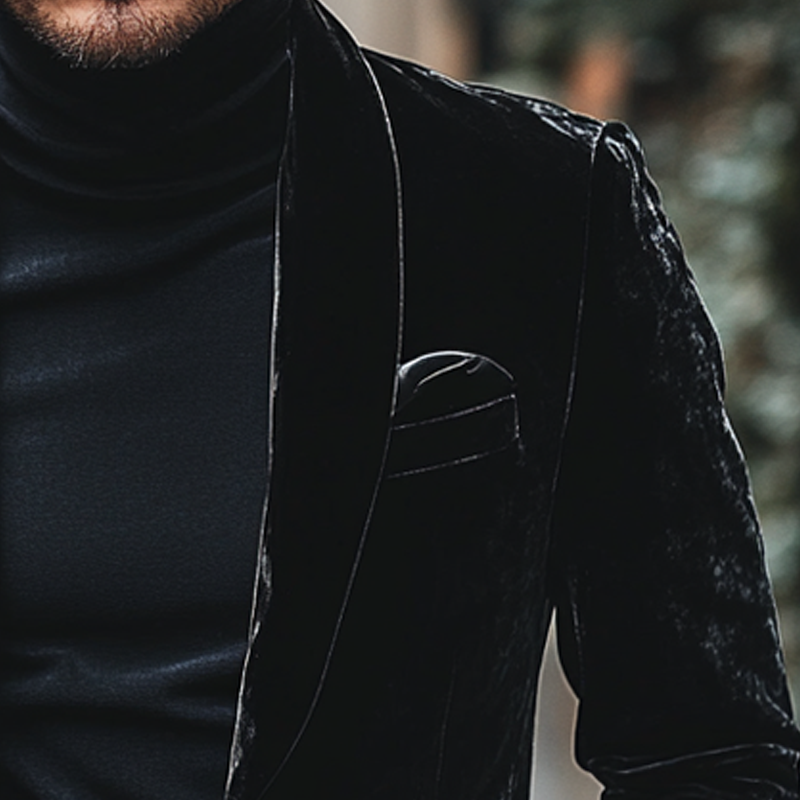 Men's Solid Color Velvet Slim-fit Blazer MTA1296I2X