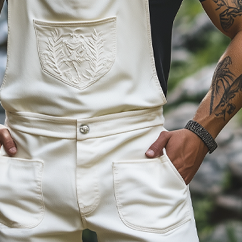 Men's Summer Fashion Embroidered Tassel Overalls MTA1172F6U