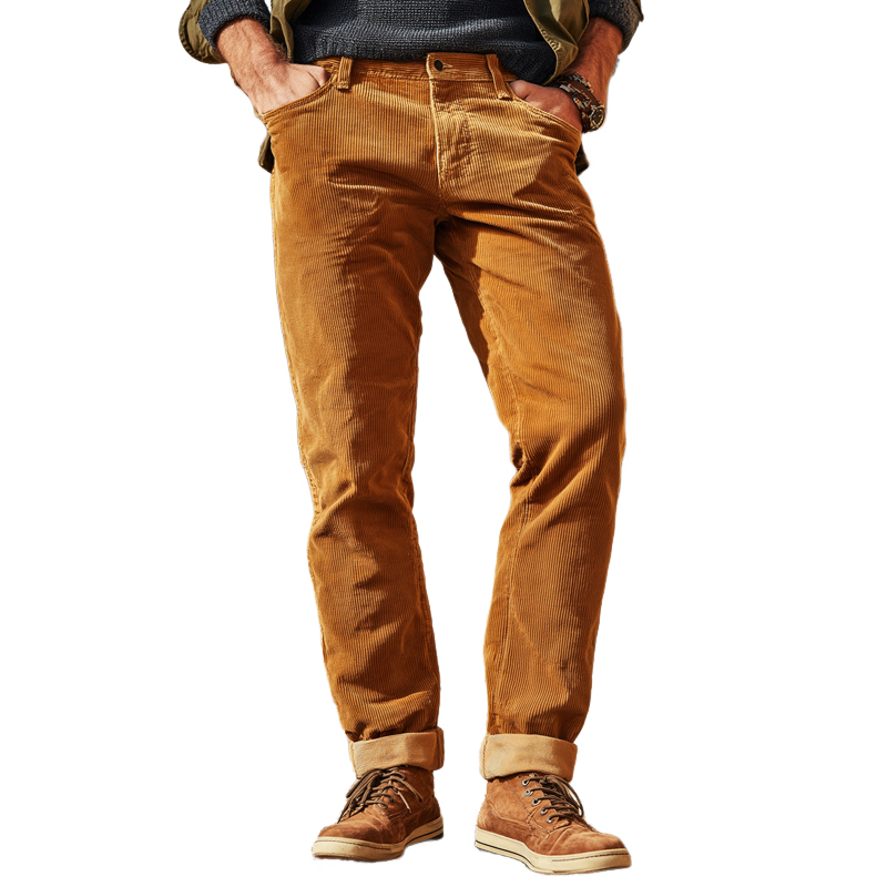 Men's Modern Minimalist Slim Fit Caramel Corduroy Pants MTA1586L7U