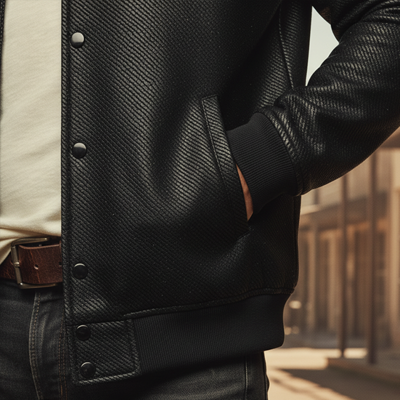 Men's Retro Twill Faux Leather Sequin Jacket MTA2168K4P