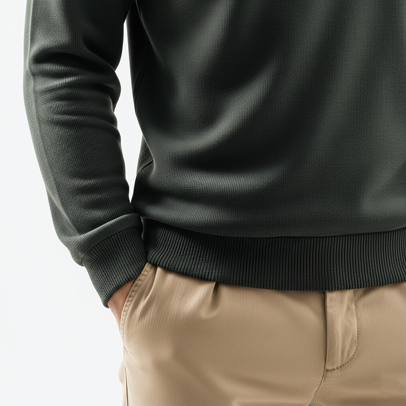 Men's Winter Retro Knitted Faux Suede Patch Half-zip Sweater MTA2710J7P