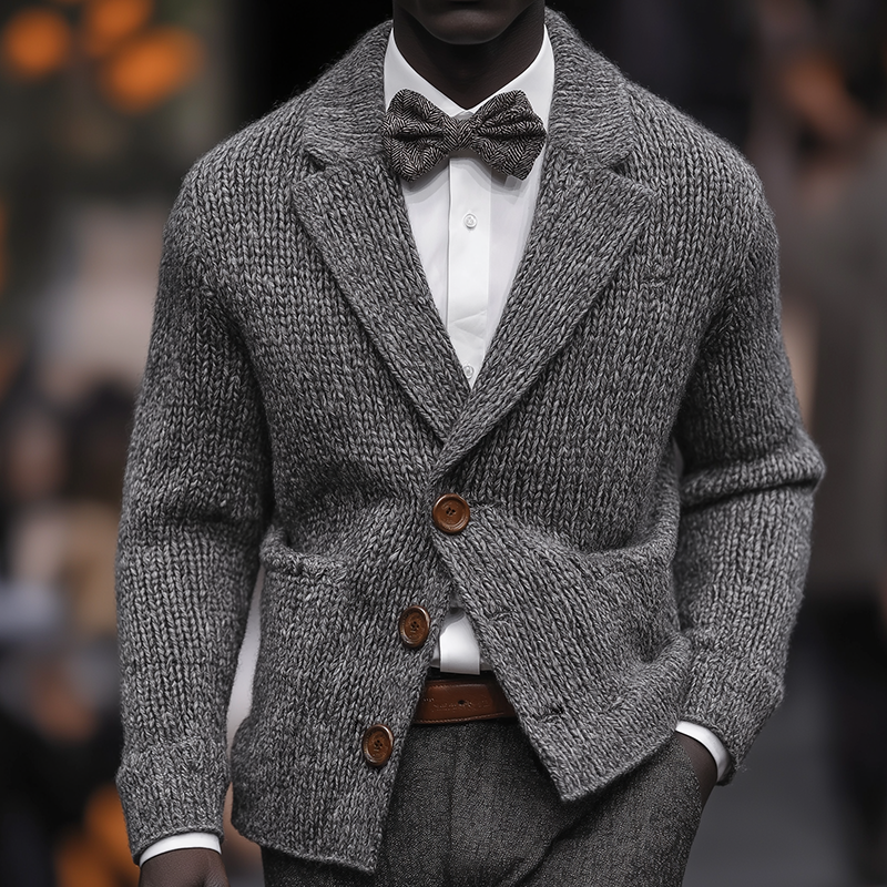 Men's Vintage Casual Knitted Lapel Button Sweater Cardigan MTA1133J7TO