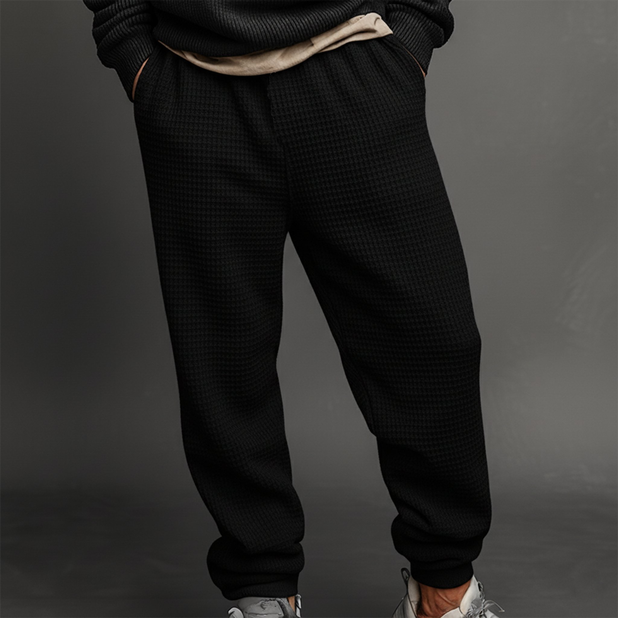 Men's Classic Casual Waffle Elastic Waist Pants MTA2499J2K