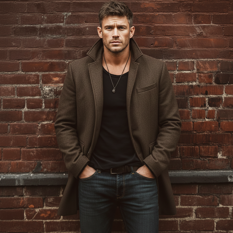 Men's Retro Business Two-Button Faux Wool Mid-Length Coat MTA1798K2U