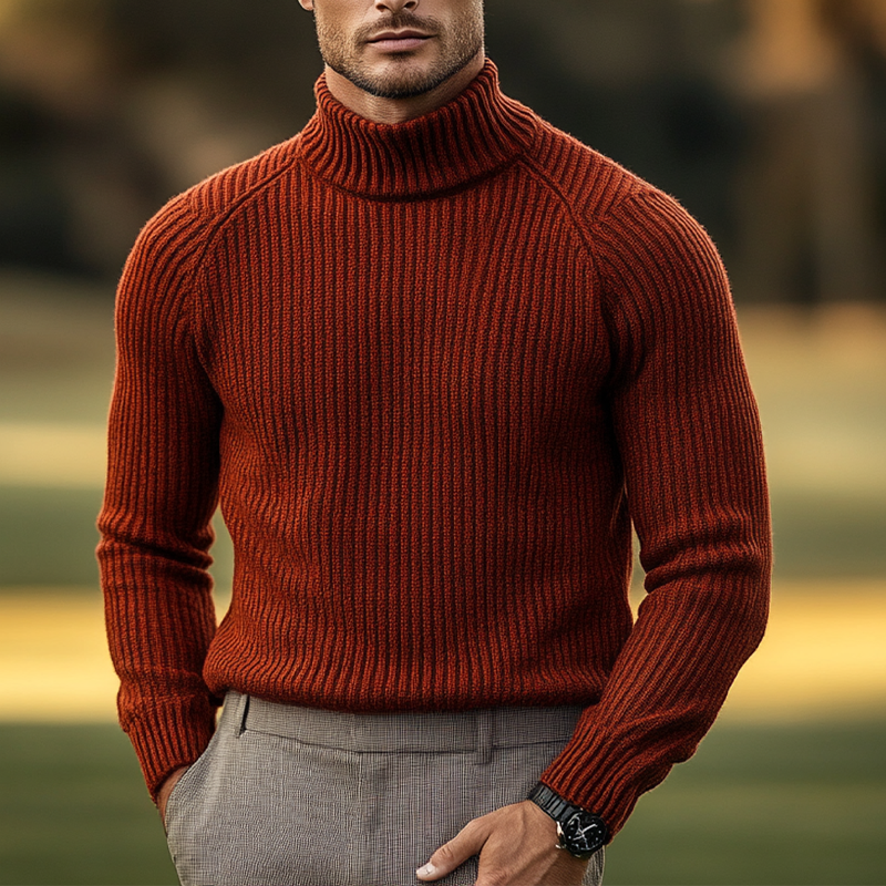 Men's Solid Color Turtleneck Casual Sweater MTA2816H4X