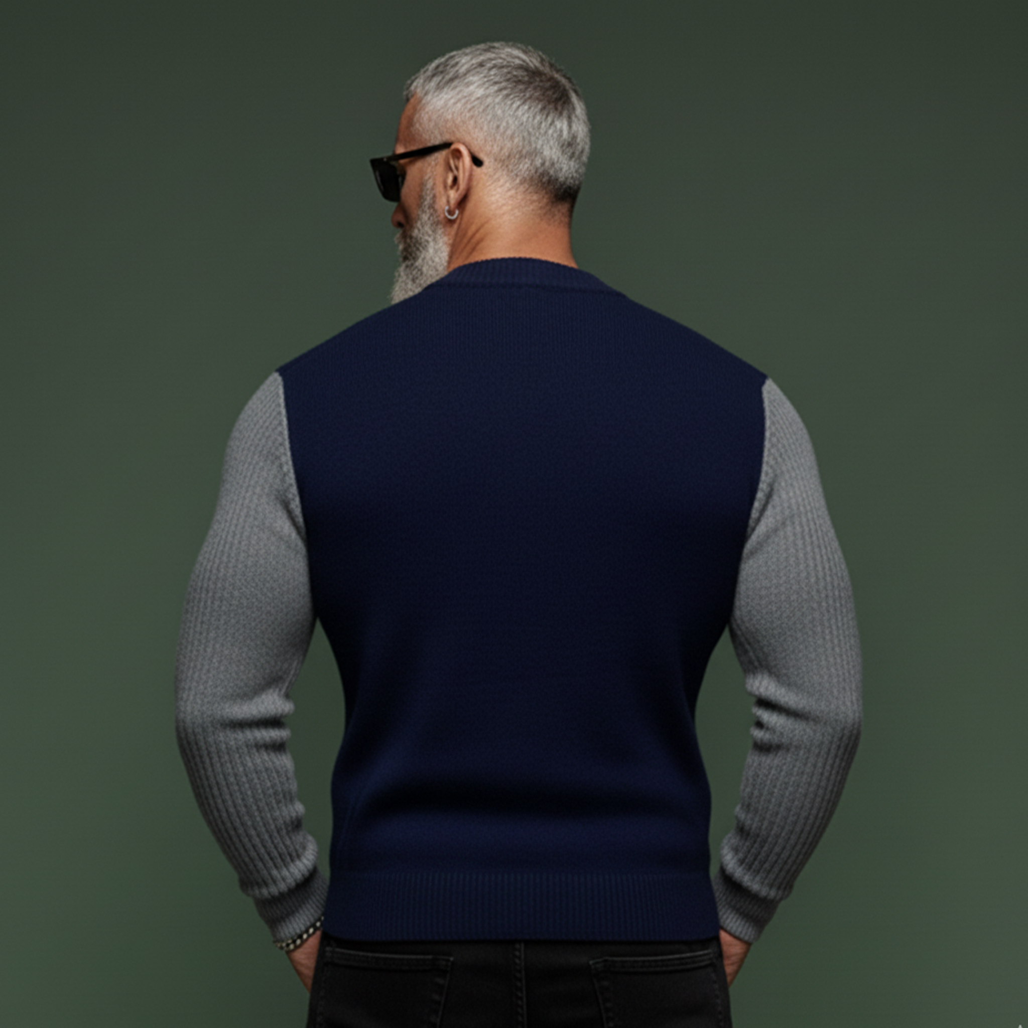 Men's Casual And Stylish Color-blocked Knitted Slim-fit Cardigan Sweater MTA1569K2K