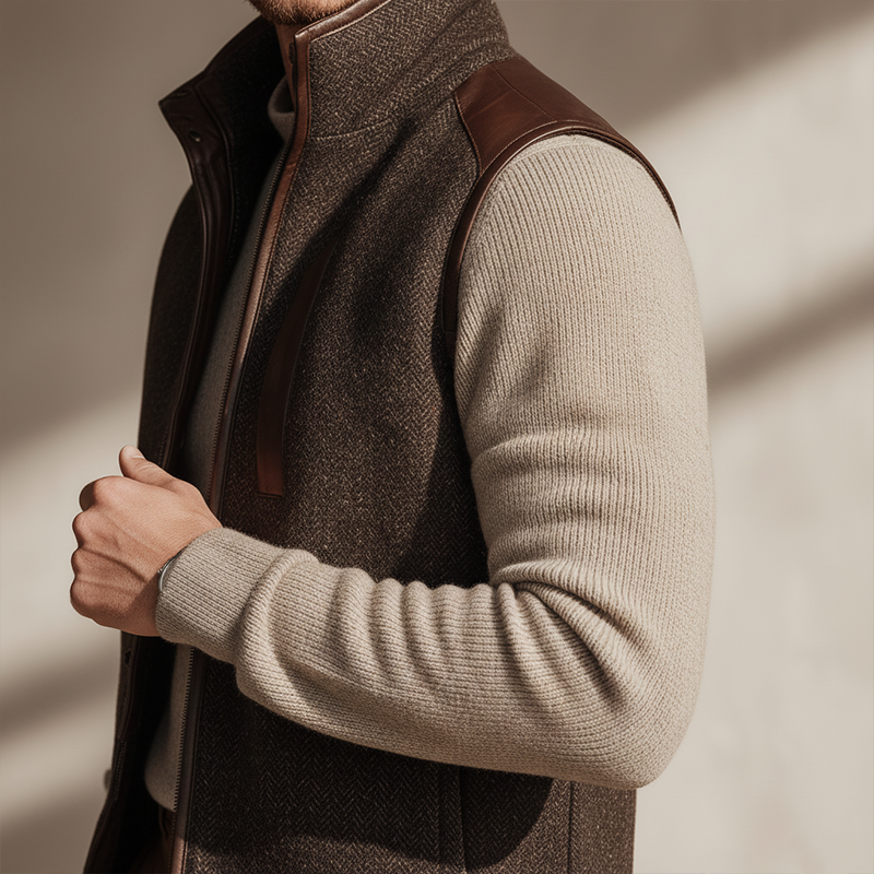 Men's Winter Retro Herringbone Faux Wool Vest MTA1442J1P