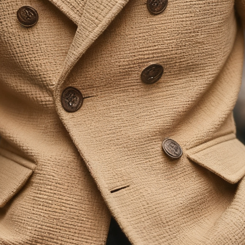 Men's Blended Solid Color Lapel Double-breasted Jacket MTA2466J1X