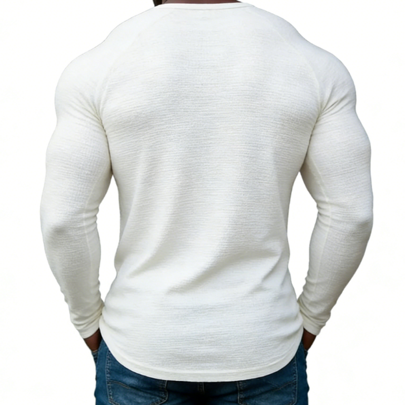 Men's Retro Casual Solid Color Crew Neck Long-Sleeve T-Shirt MTZ1917A6TO