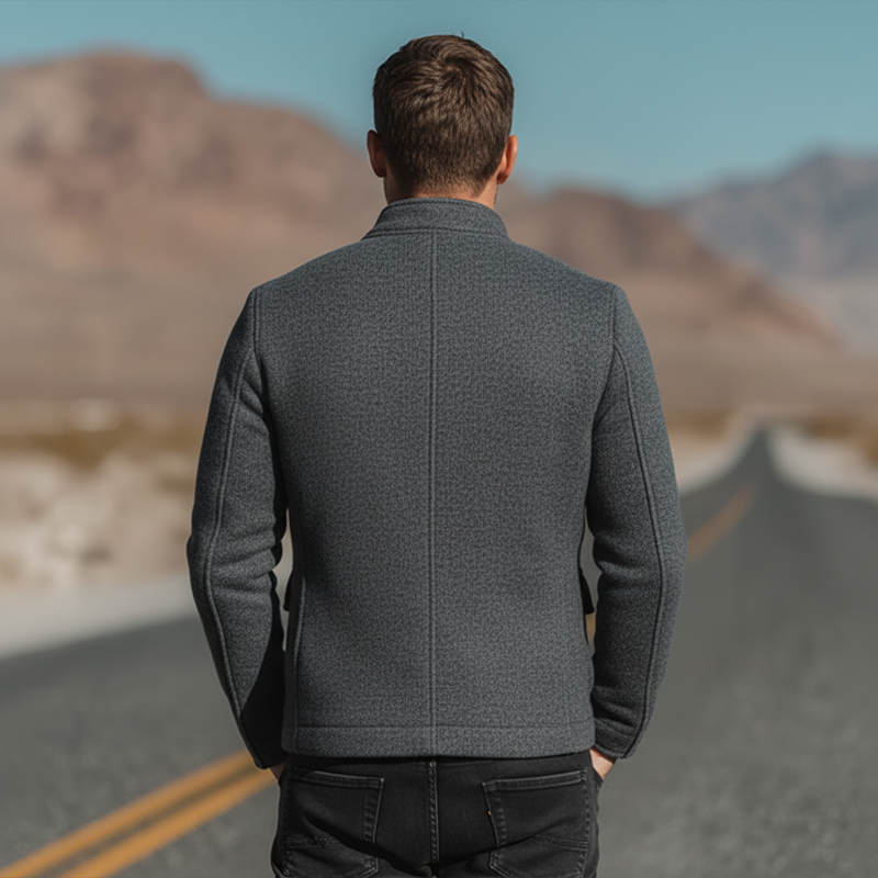 Men's Autumn And Winter Fashion Stand Collar Multi-pocket Faux Wool Jacket MTA2352I7P