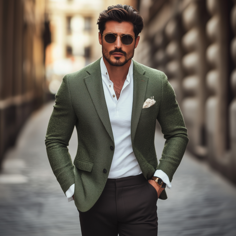 Men's Vintage Elegant Tweed Notch Lapel Single-breasted Slim-fit Blazer MTA0562H0M