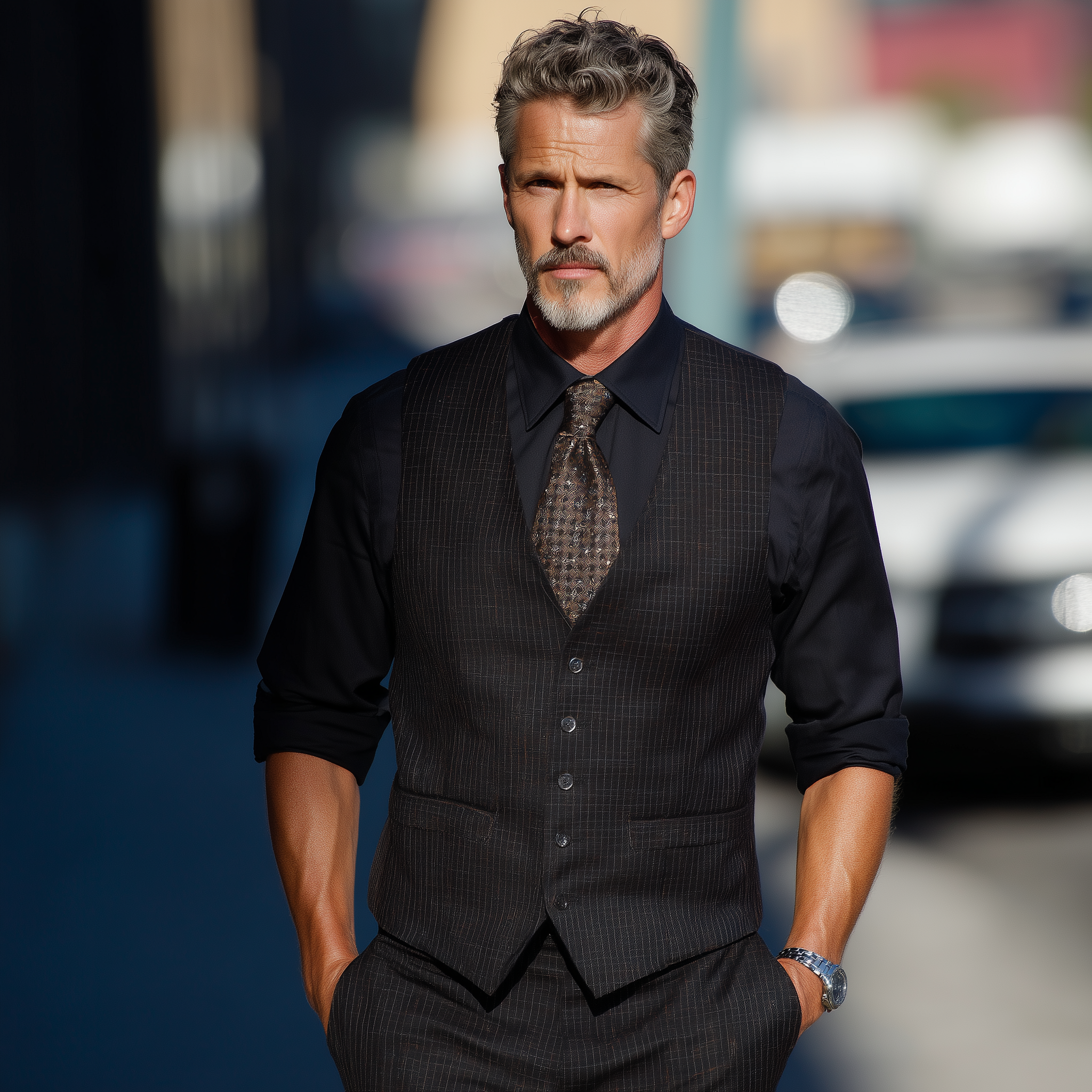 Men's Stylish And Elegant Small Check Suit Vest MTA0225I5P