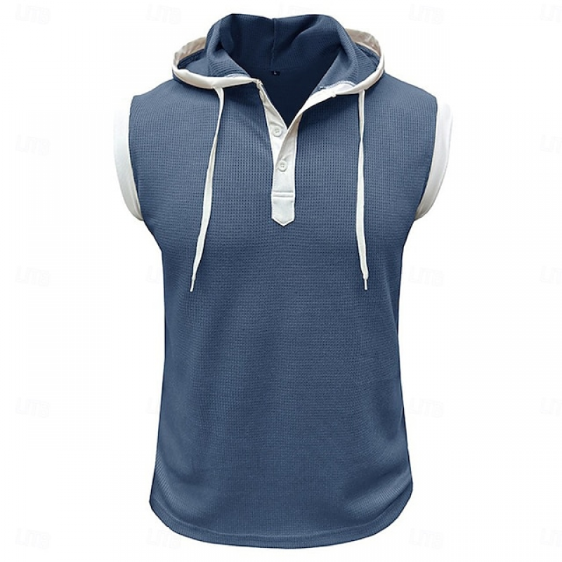 Men's Colorblock Hooded Sleeveless Tank Top MTA0762E3Z