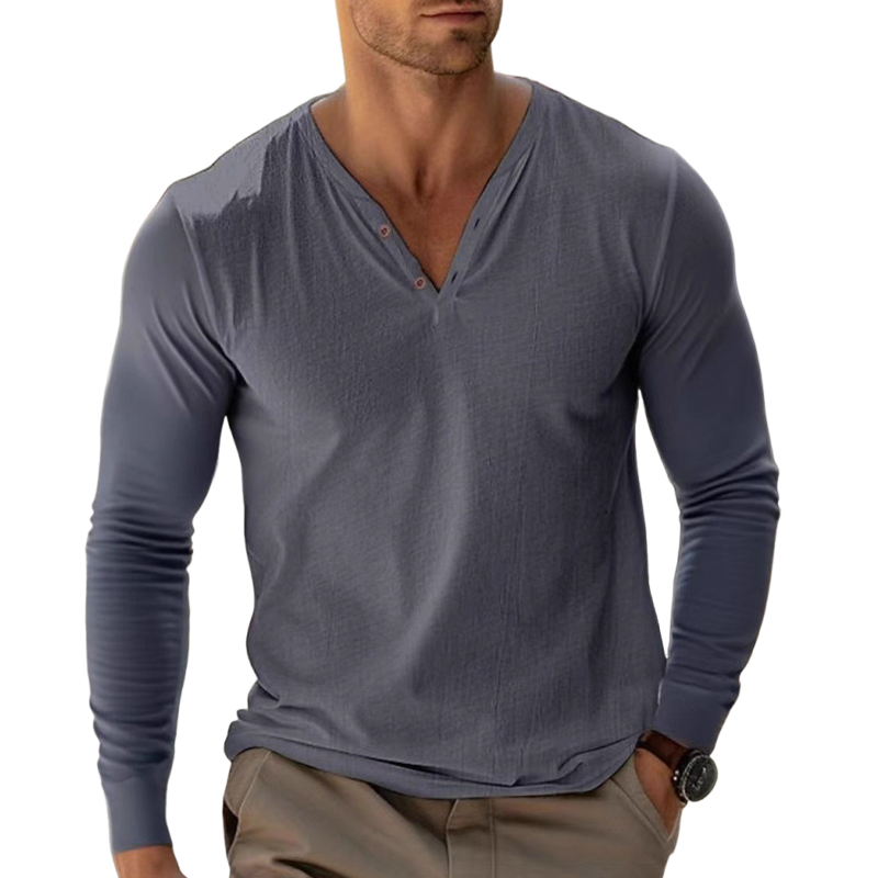 Men's Cotton Blend V-Neck Long Sleeve T-Shirt MTA1911G6X