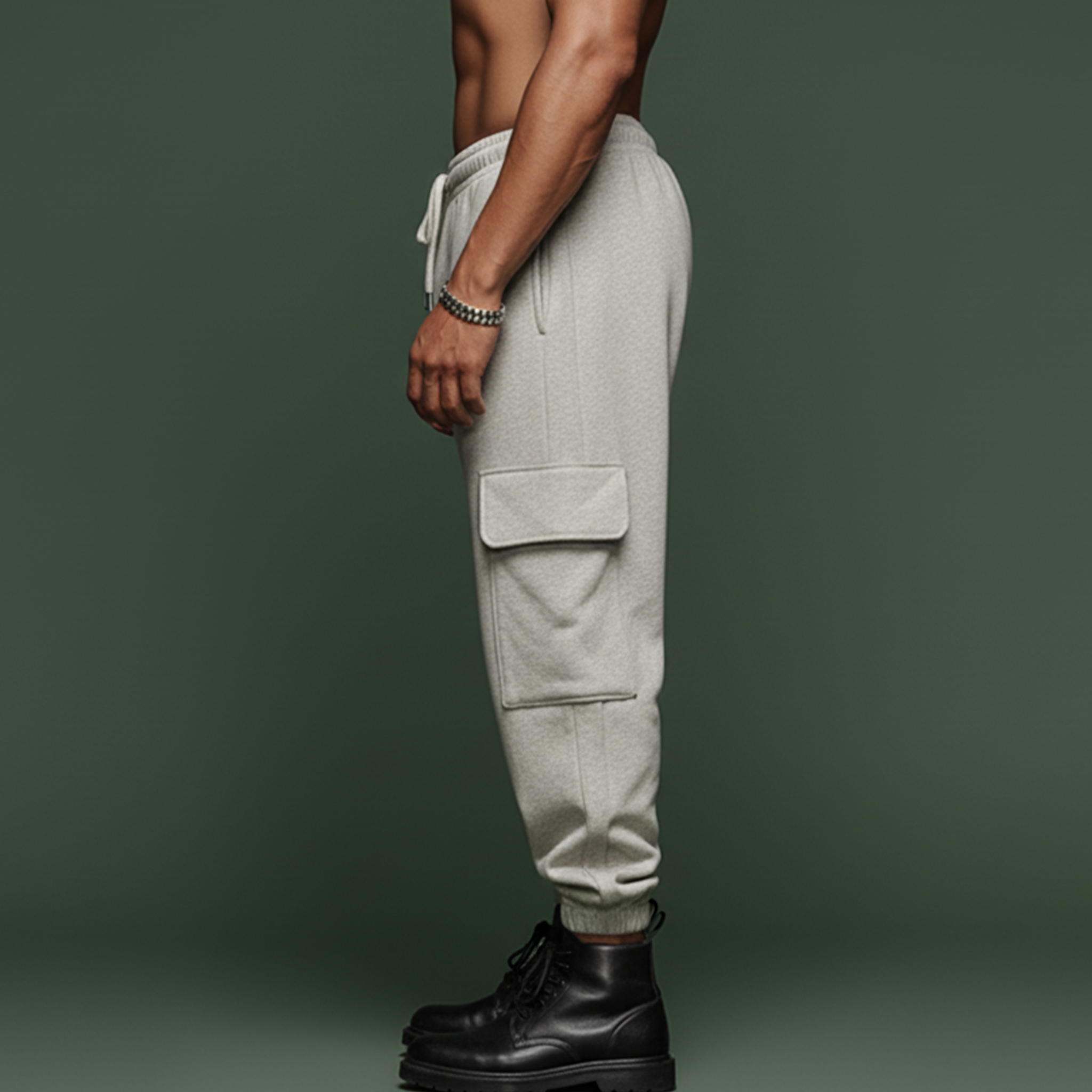 Men's Casual Tough Style Elastic Waist Cotton Blend Multi-Pocket Sports Pants MTA2870J2K