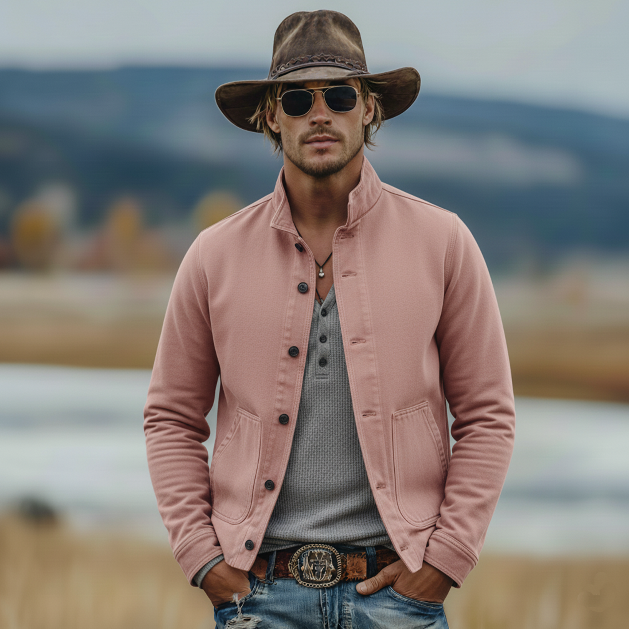 Men's Classic Casual Stand-collar Washed Cotton Blend Jacket MTA1912L8K