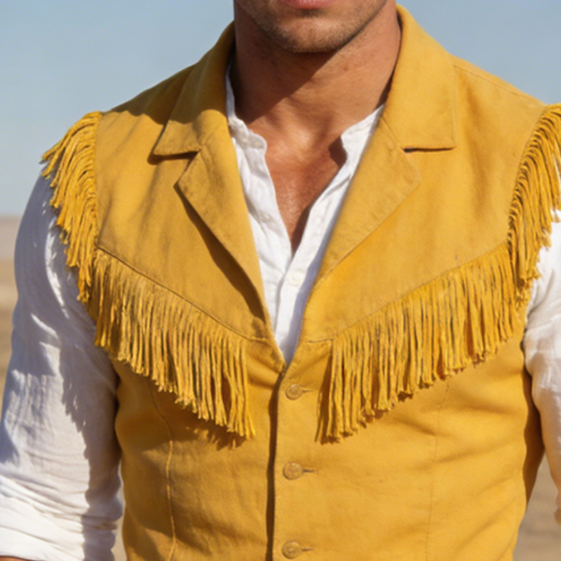 Men's Retro Casual Pure Cotton Tassel Vest MTZ1218A7TO