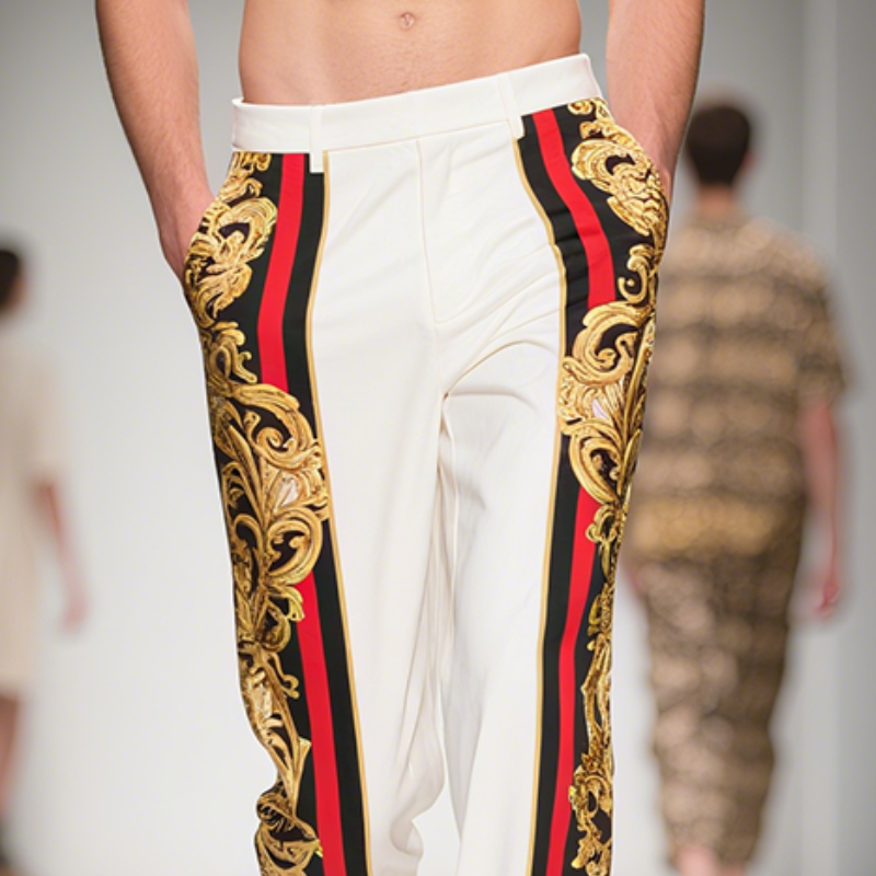 Men's Retro Casual Palace Style Printed Thin Casual Pants MTA1920F5TO