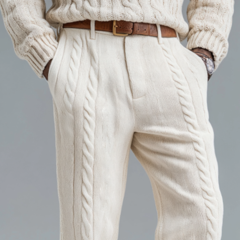 Men's Retro Casual Cable Knit Trousers MTA2474J6TO