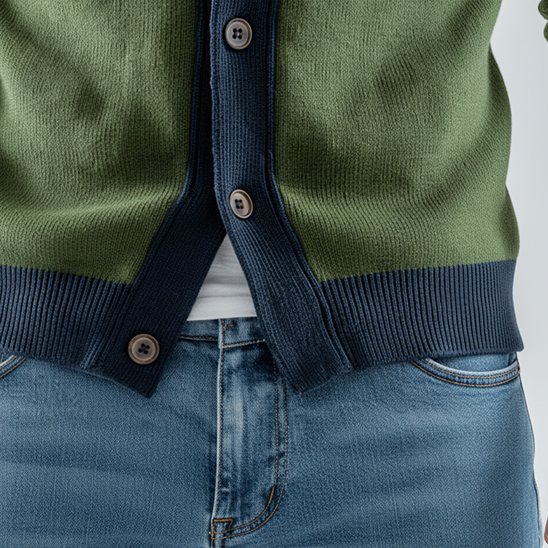 Men's Winter Fashion Contrast Color Cotton Yarn Knitted Thin Cardigan MTA2075J1P