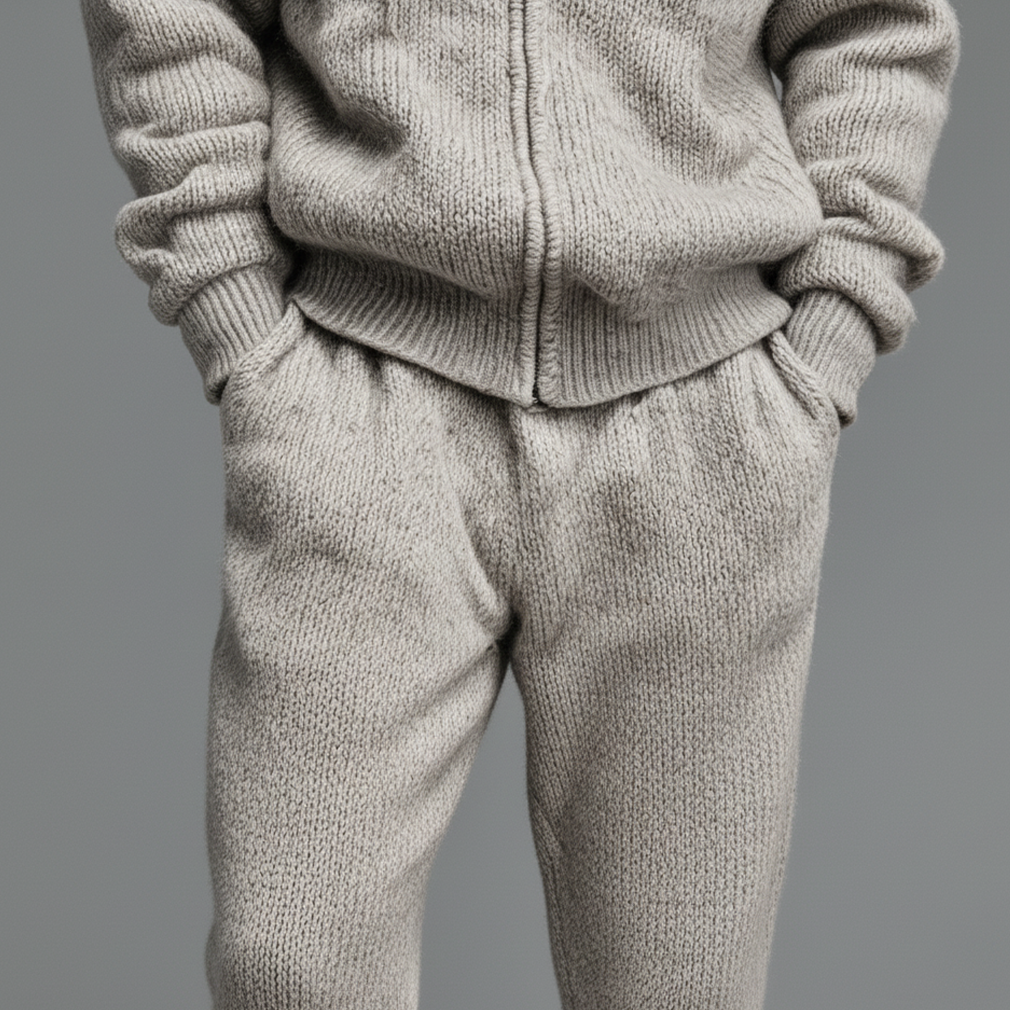 Men's Classic Casual Hooded Zipper Knit Cardigan Elastic Waist Knit Pants Set MTA1491J0K