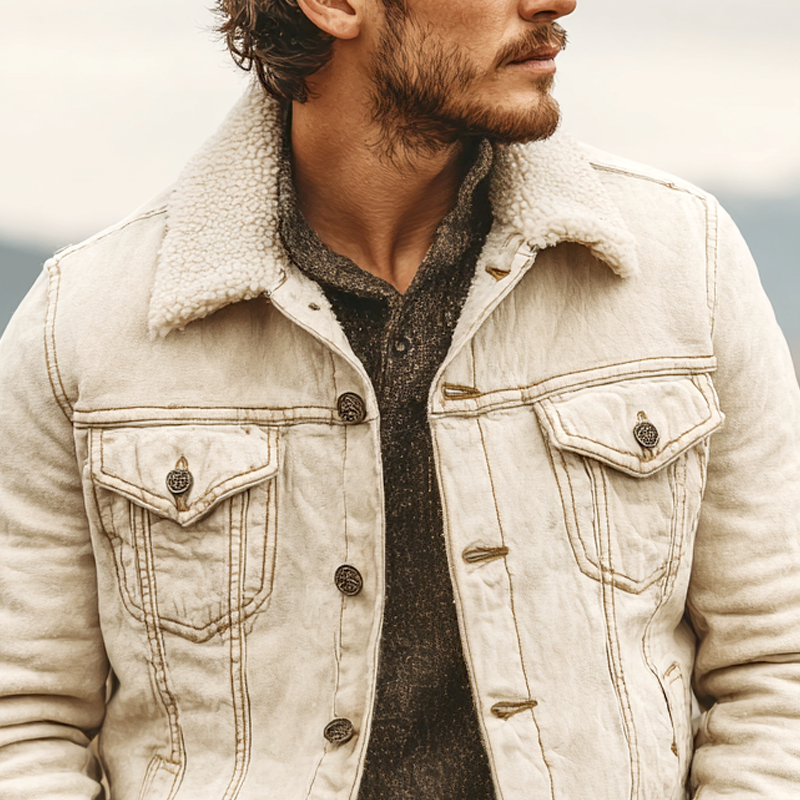 Men's Retro Fleece Lapel Faux Suede Single Breasted Jacket MTA1341I5Z